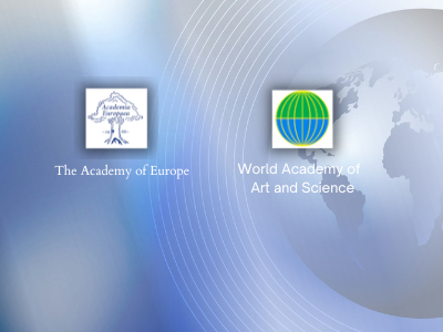 Λογότυπο της Ακαδημίας της Ευρώπης και λογότυπο της Παγκόσμιας Ακαδημίας Τέχνης και Επιστημών
