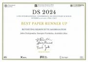 The article "Revisiting Silhouette Aggregation", presented by Assistant Professor John Pavlopoulos at Discovery Science 2024 ιn Pisa, was recognized as Best Paper